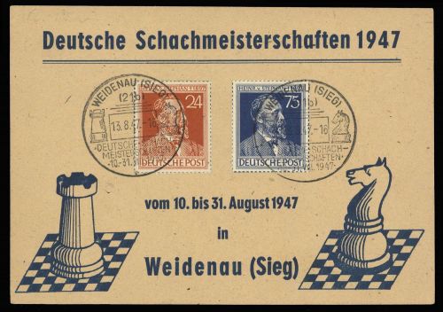1947, Sport u. Spiel,Schach,, Gem 963-64, Brief