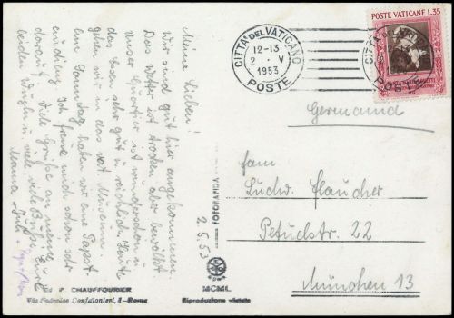 1953, Vatikanstaat, 191, Brief