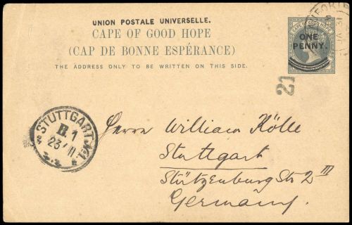 1897, Kap der Guten Hoffnung, P 12, Brief
