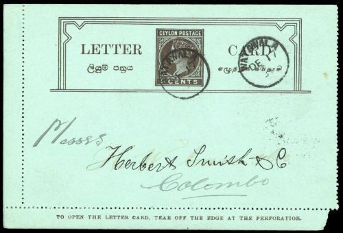 1894, Ceylon, K 2 c, Brief