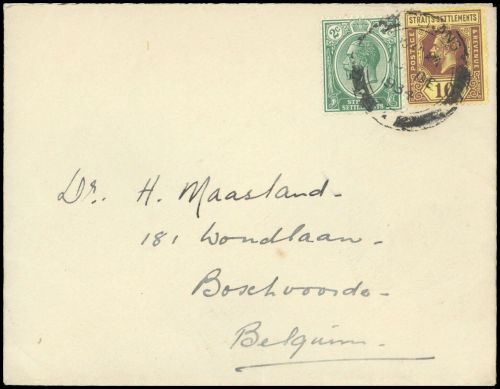 1921, Malaiische Staaten Straits Settlements, 181, 163, Brief