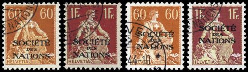 1922, Schweiz Völkerbund SDN, 1-15 x+z, cto