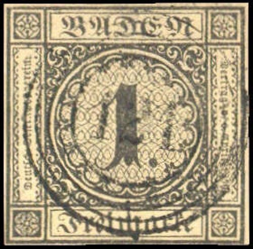 1851, Altdeutschland Baden, 1 b, gest.