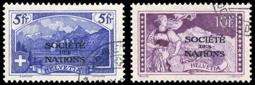 1922, Schweiz Völkerbund SDN, 1-15 x, cto
