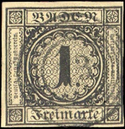 1851, Altdeutschland Baden, 1 b, gest.