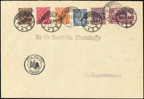 1923, Deutsches Reich Dienst Regierung Wiesbaden, WIE 1 I a, ...