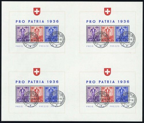 1936, Schweiz, Bl. 2 GB, gest.