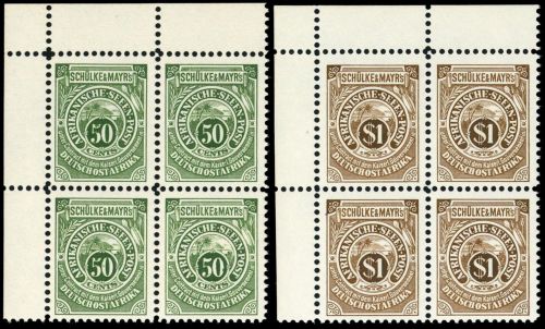 1892, Deutsche Kolonien Ostafrika, Sa- Se Na (4) Ecke, **