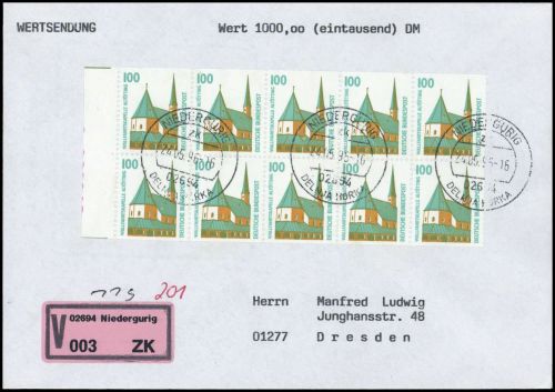 1995, Bundesrepublik Deutschland, HBl. 36, Brief