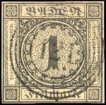 1851, Altdeutschland Baden, 1 b, gest.