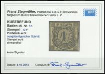 1851, Altdeutschland Baden, 1 b, gest.