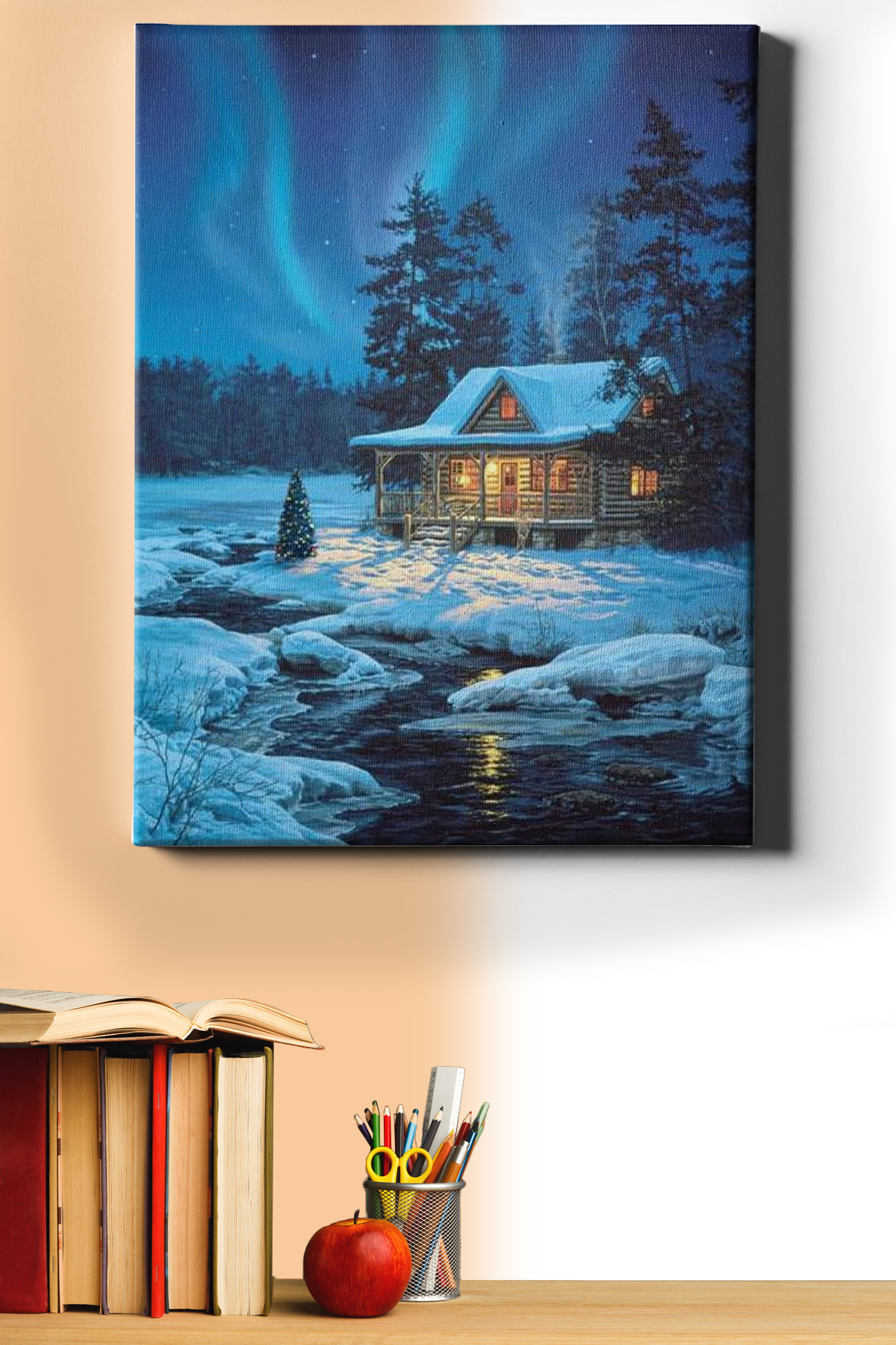 Sayılarla Boyama Seti Çerçeveli Kasnaklı Karlı Ev