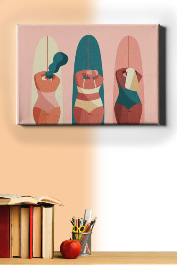 Sayılarla Boyama Seti Çerçeveli Kasnaklı Sörfçü Kadınlar