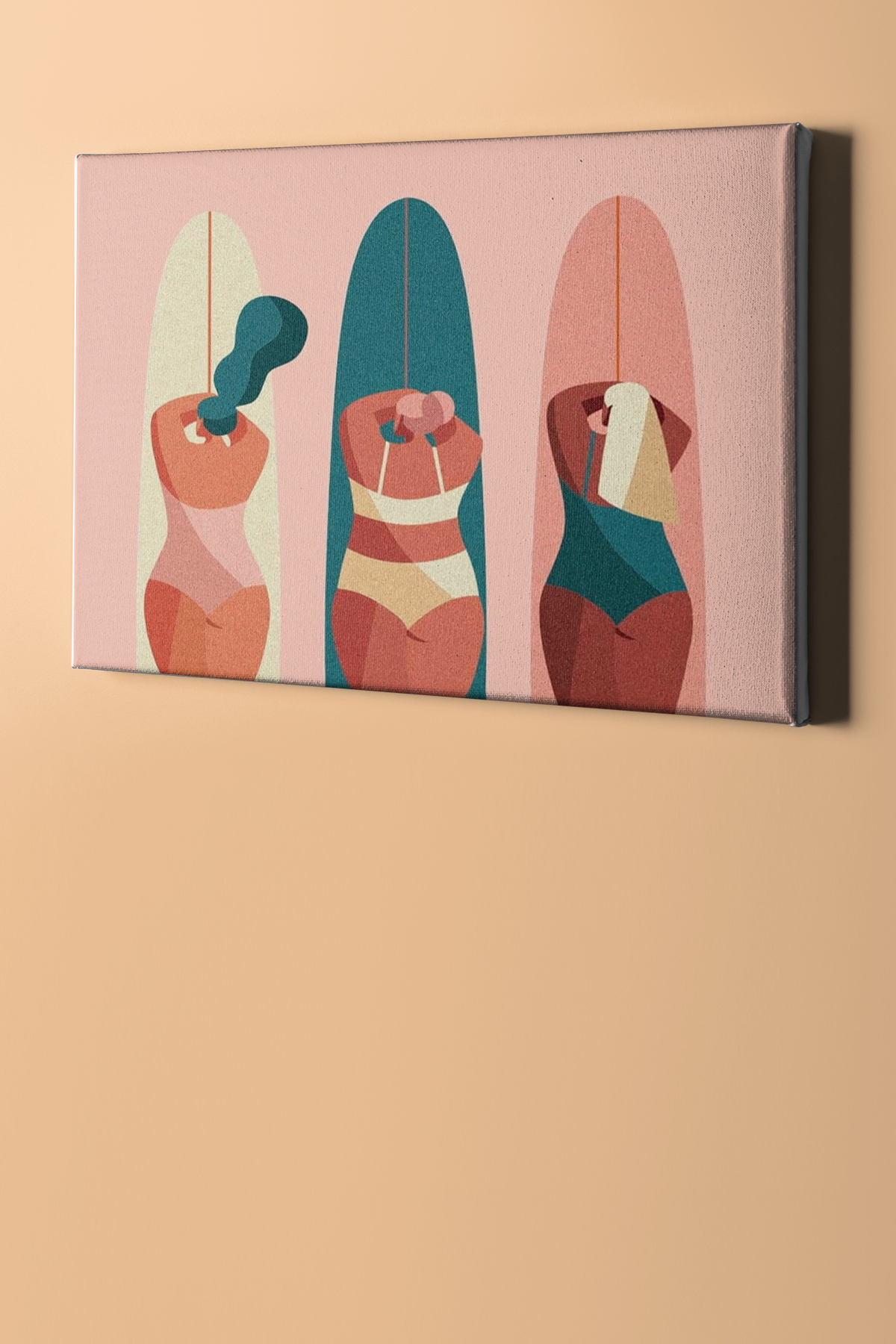 Sayılarla Boyama Seti Çerçeveli Kasnaklı Sörfçü Kadınlar - Görsel 2