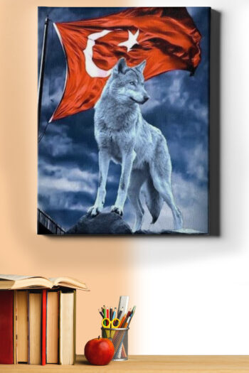 Çerçeveli kasnaklı sayılarla boyama seti, tepedeki kurt deseni