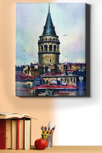Sayılarla Boyama Seti Çerçeveli Kasnaklı Galata Kulesi 2 Yakın Çekim