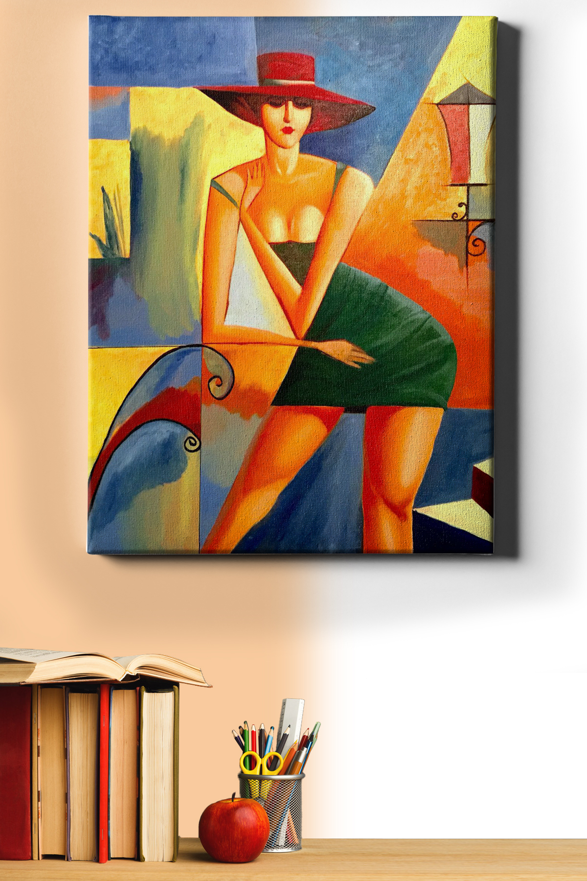 Sayılarla Boyama Seti Çerçeveli Kasnaklı Renkli Sokaktaki Kadın