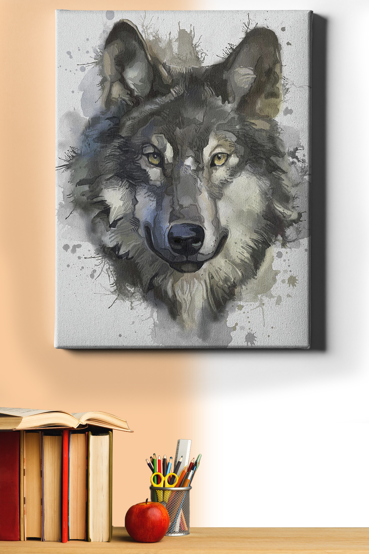 Sayılarla Boyama Seti Çerçeveli Kasnaklı Gri Kurt