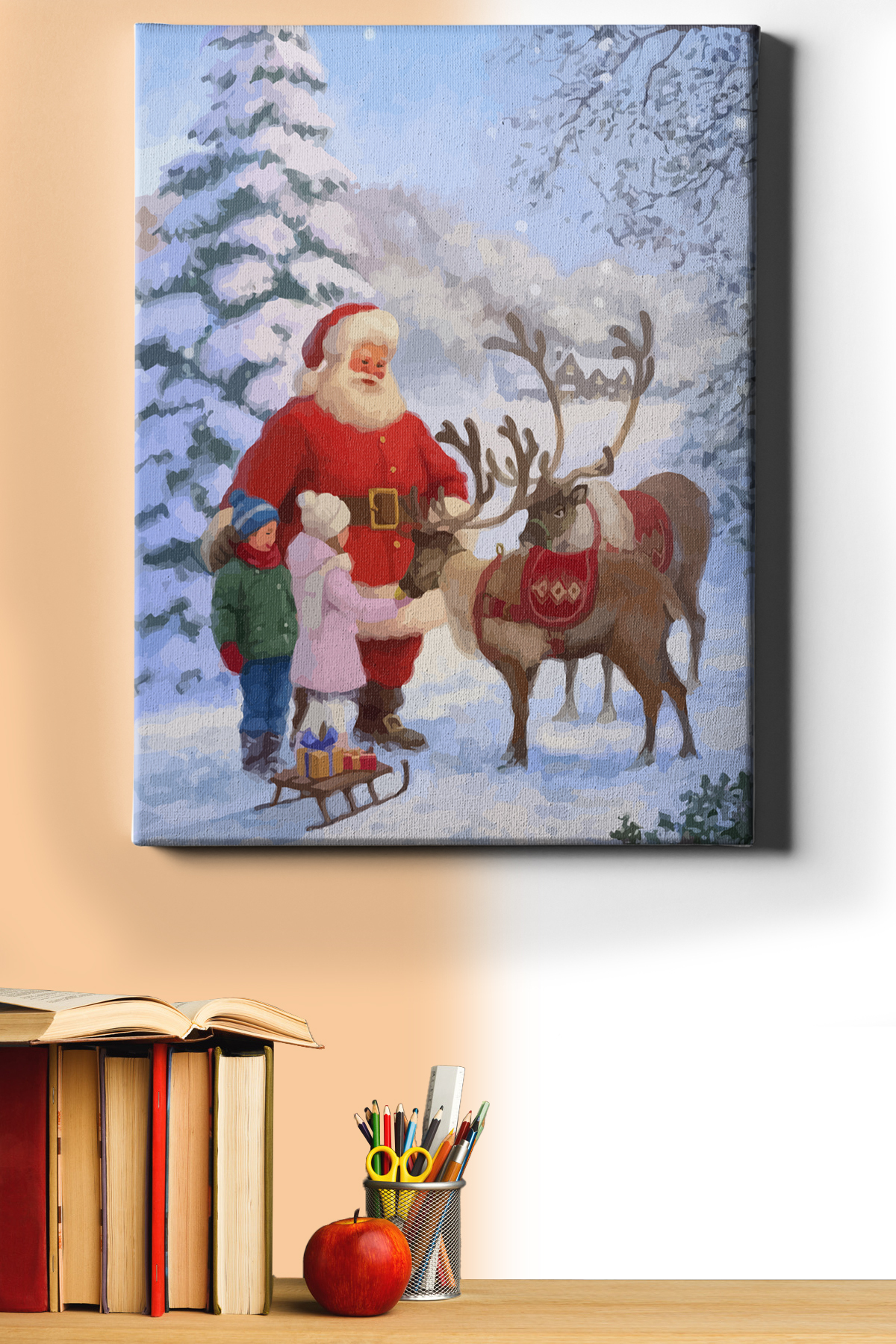 Sayılarla Boyama Seti Kasnaklı Noel Baba Ve Çocuklar