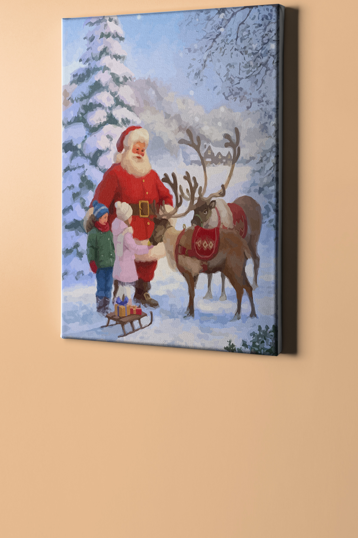 Sayılarla Boyama Seti Kasnaklı Noel Baba Ve Çocuklar - Görsel 2