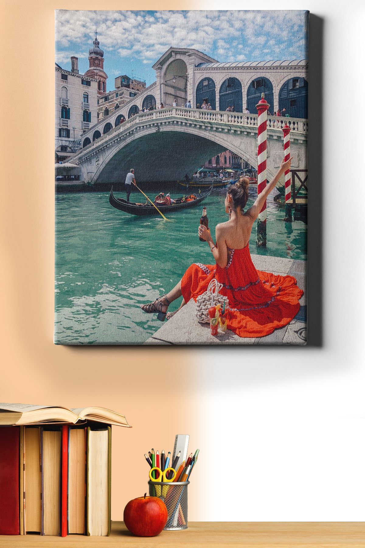 Sayılarla Boyama Seti Kasnaklı Venedik'te Kırmızılı Kadın