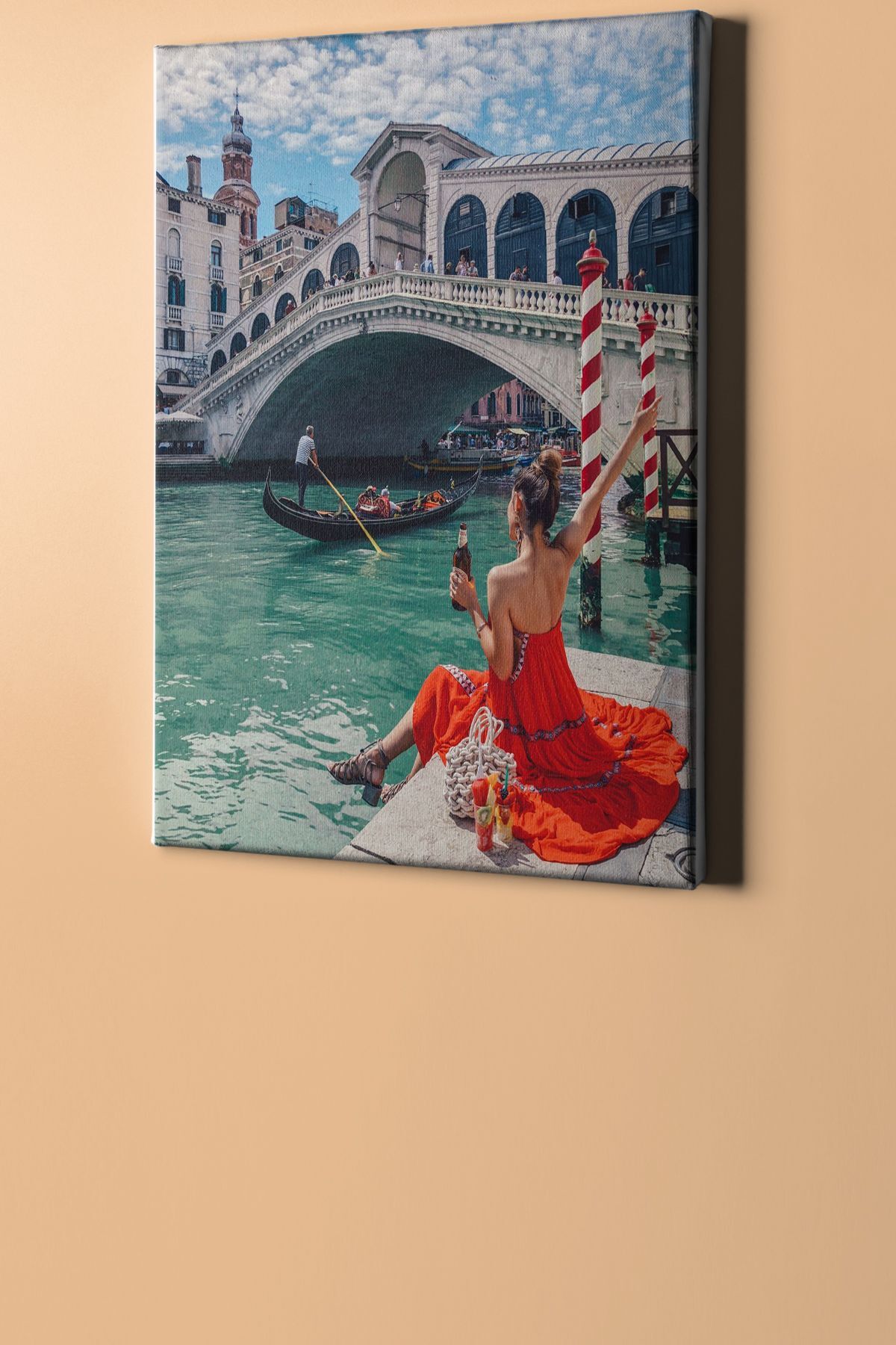 Sayılarla Boyama Seti Kasnaklı Venedik'te Kırmızılı Kadın - Görsel 2