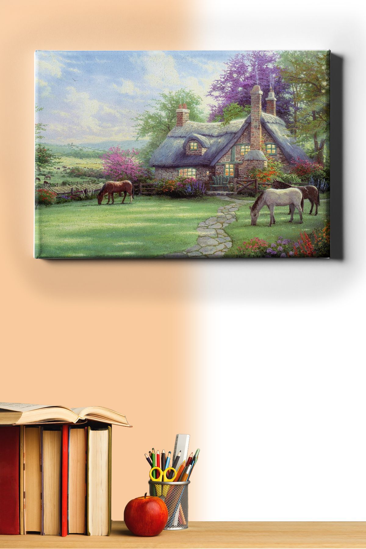 Sayılarla Boyama Seti Kasnaklı Çiftlik Evindeki Atlar