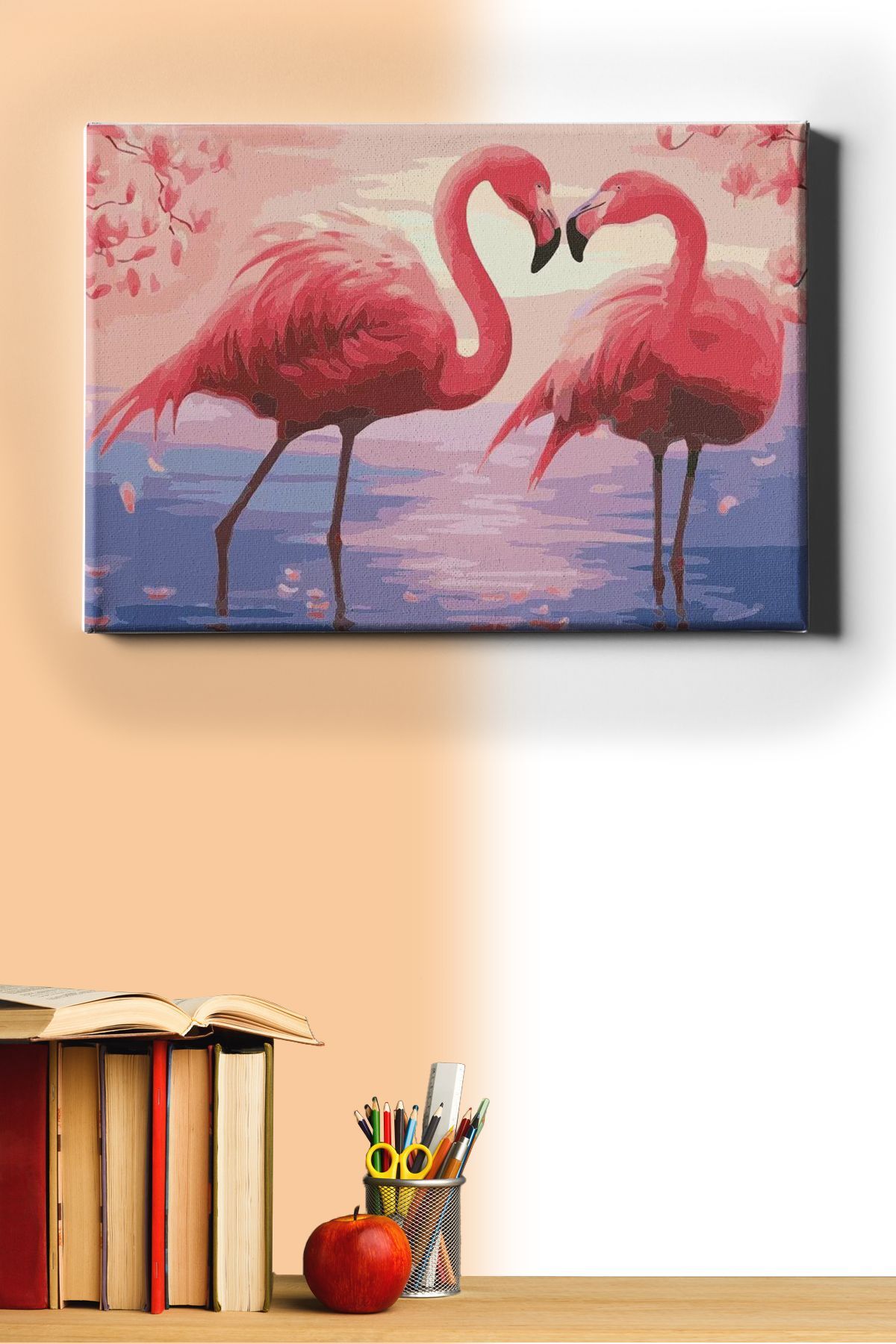 Aşık Flamingolar Sayılarla Boyama Seti Kasnaklı