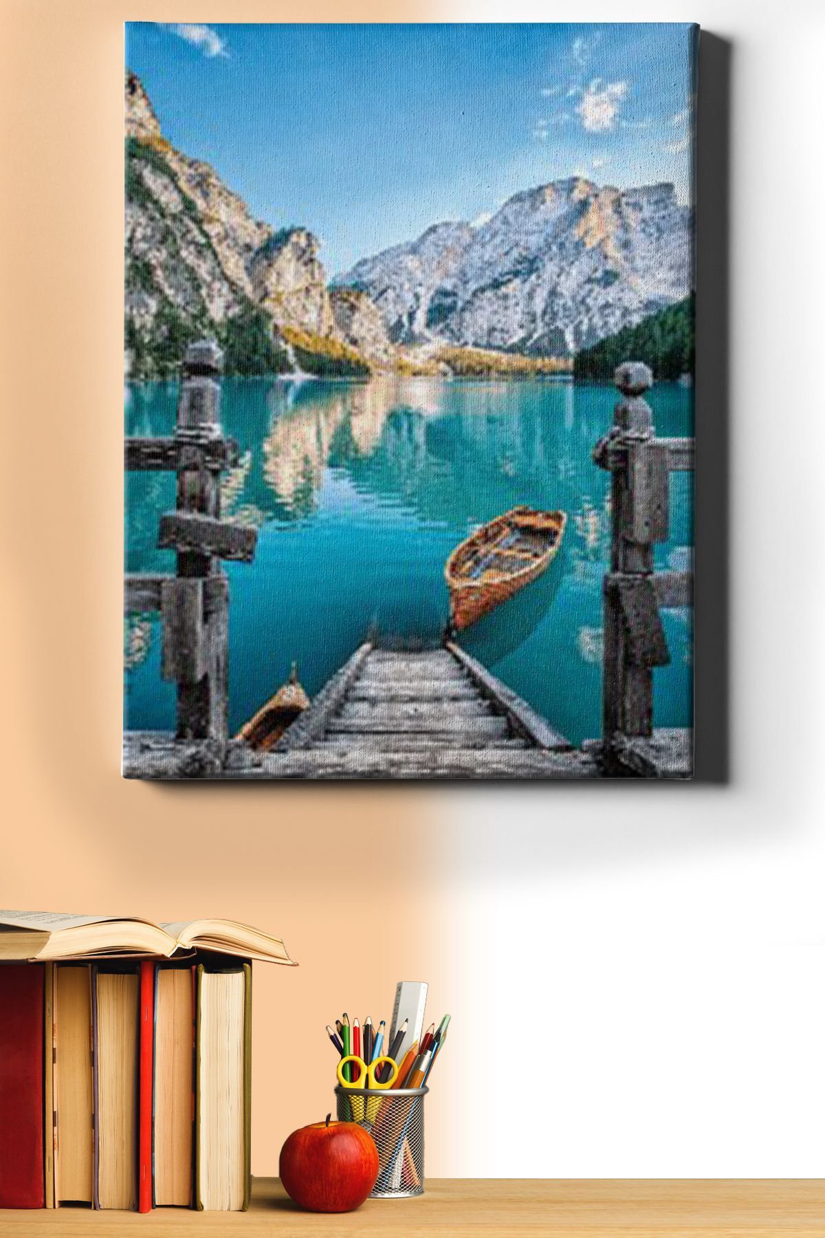 Sayılarla Boyama Seti Çerçeveli Kasnaklı Italya Braies Prags Gölü