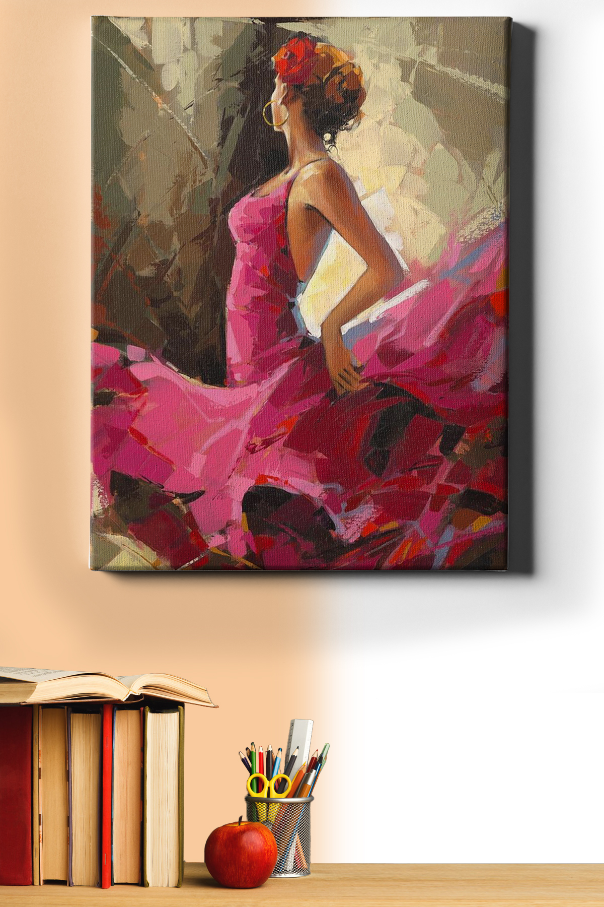 Sayılarla Boyama Seti Kasnaklı Pembe Elbiseli Kadın