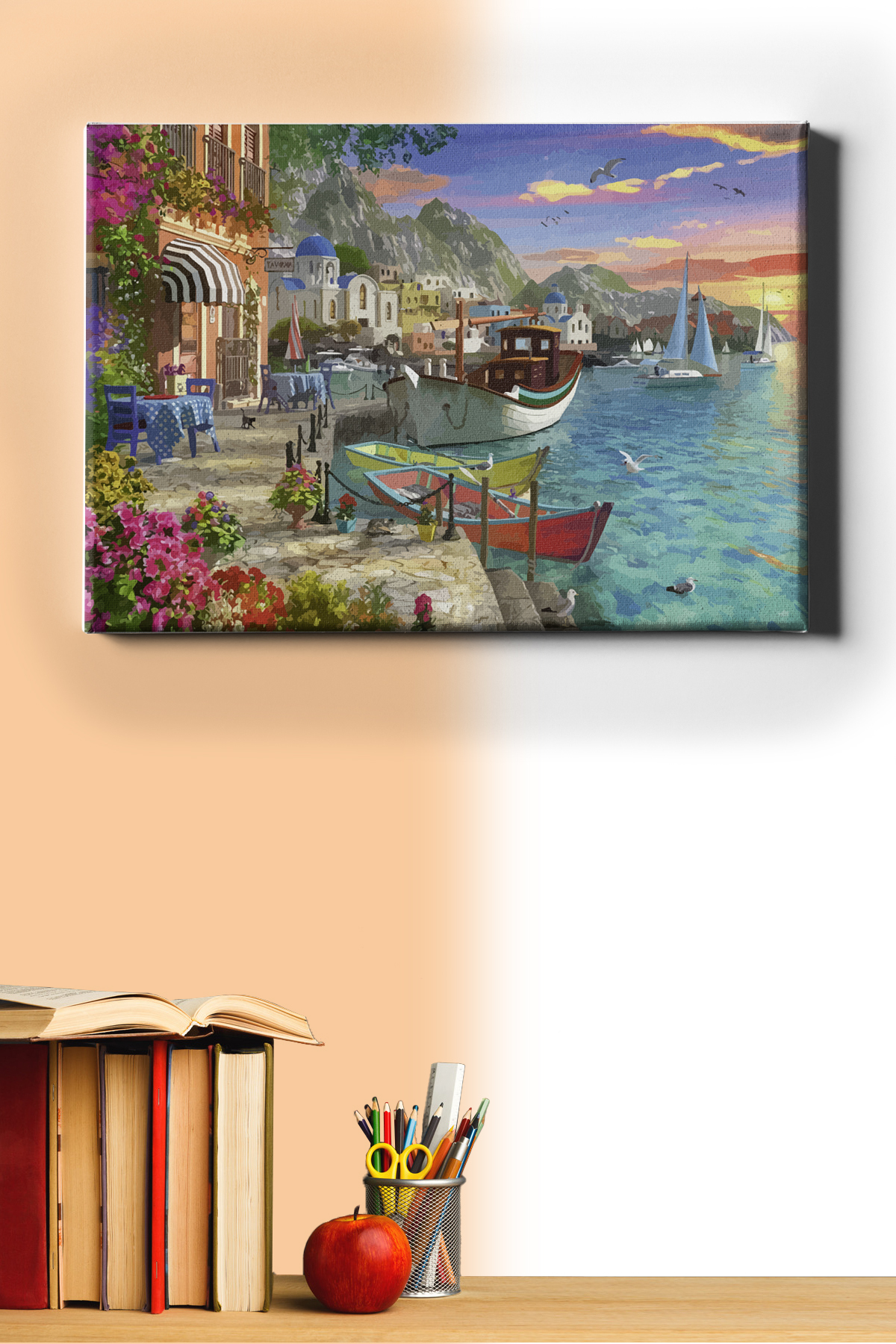 Sayılarla Boyama Seti Kasnaklı Yunanda Bir Köy