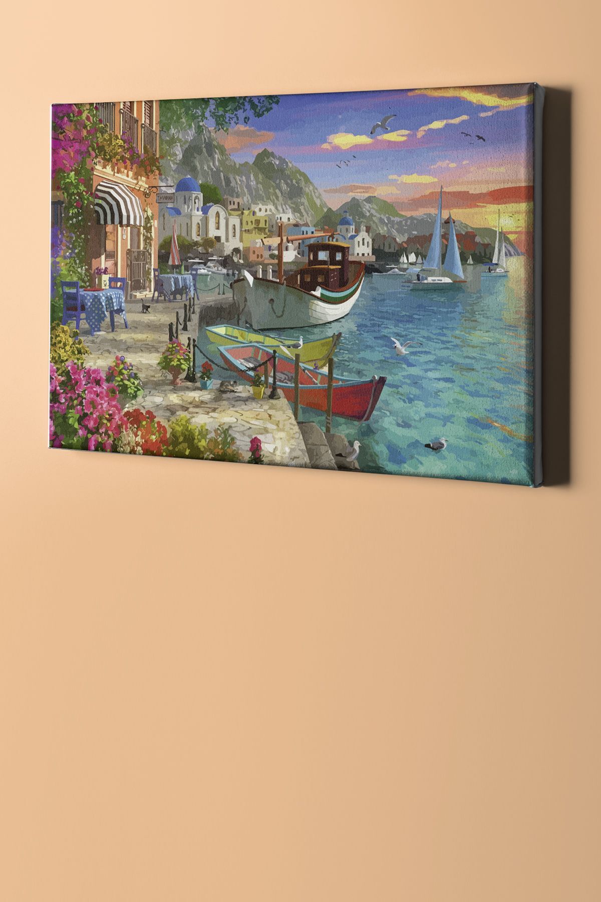 Sayılarla Boyama Seti Kasnaklı Yunanda Bir Köy - Görsel 2