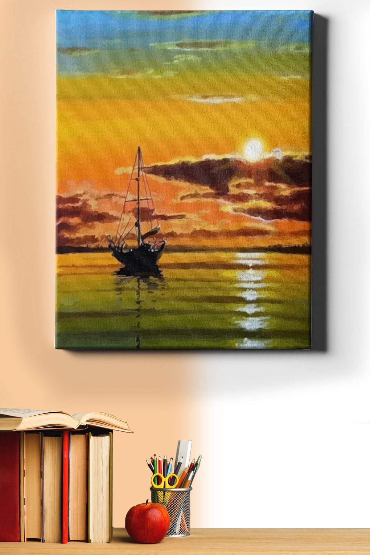 Sayılarla Boyama Seti Kasnaklı Okyanusta Gün Batımı