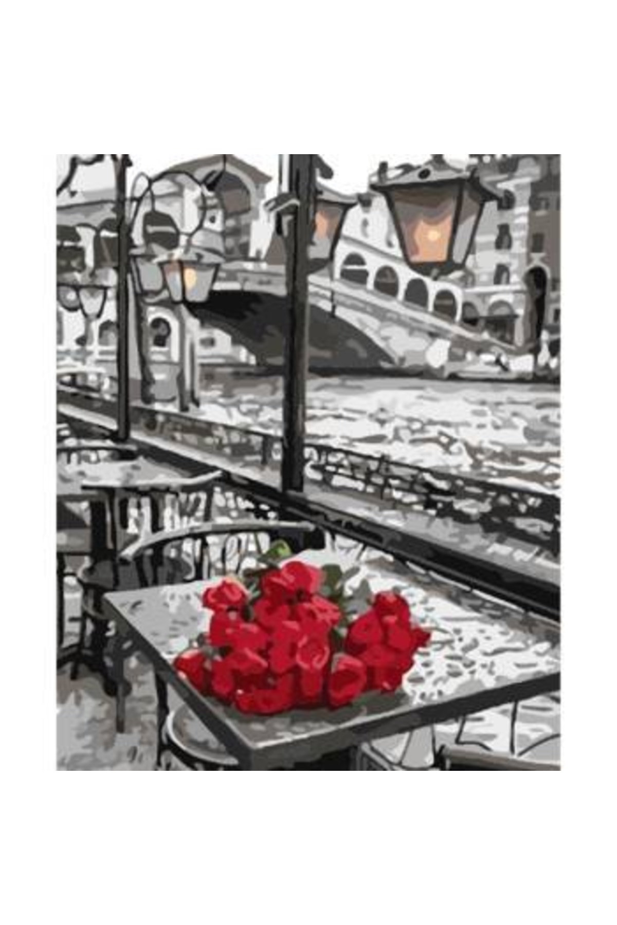 Sayılarla Boyama Seti Kasnaklı Masadaki Güller