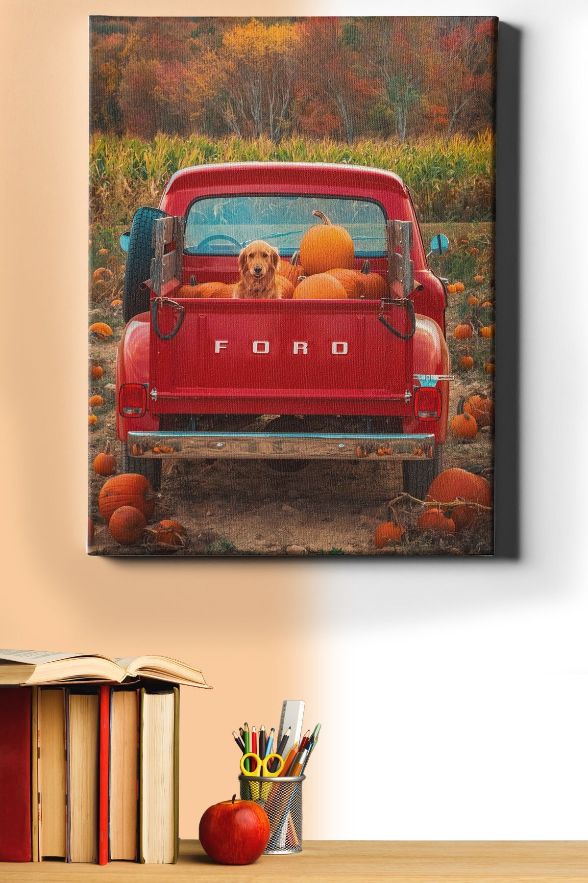 Sayılarla Boyama Seti Kasnaklı Bal Kabakları Arasında Köpek