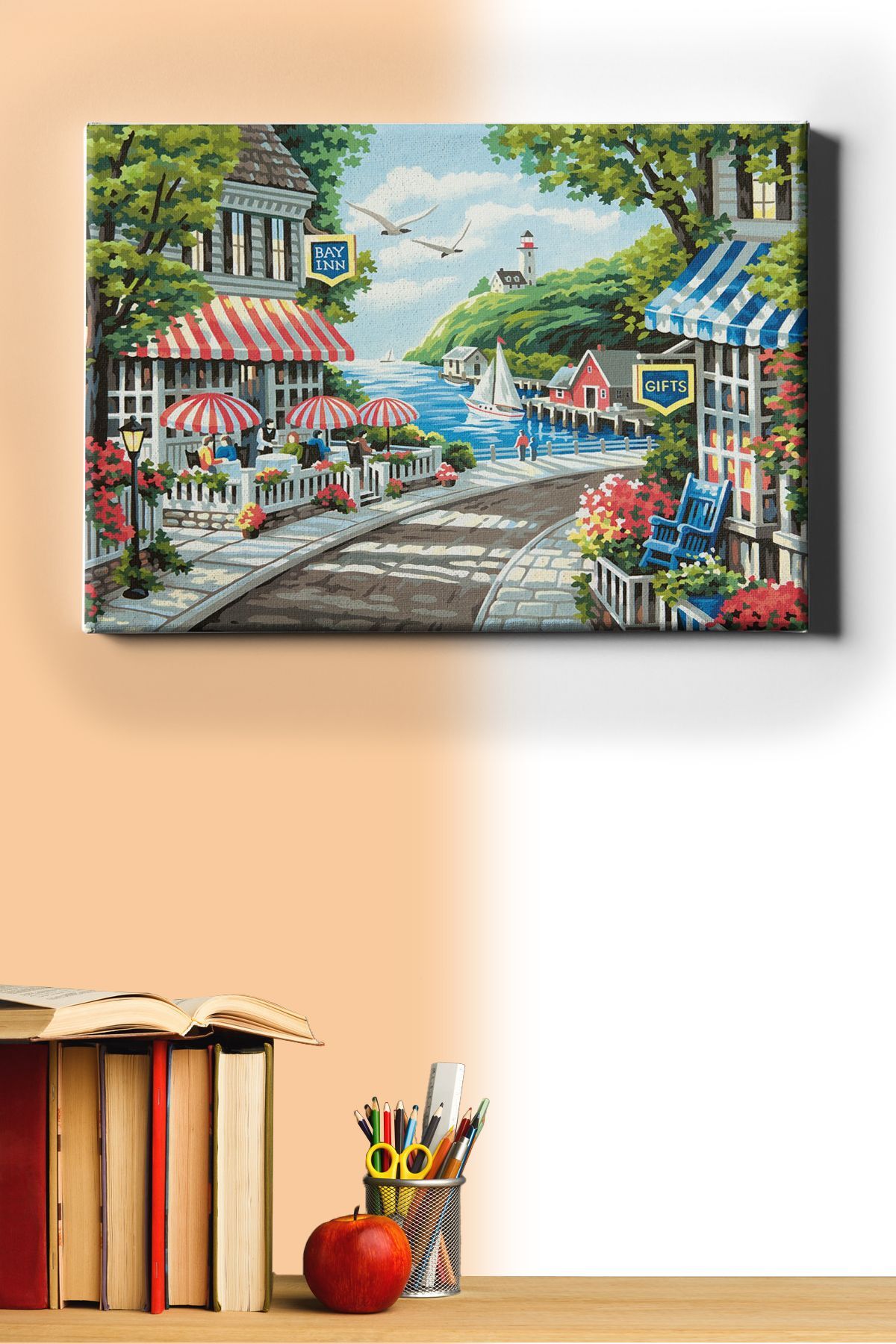 Sayılarla Boyama Seti Kasnaklı Deniz Kenarında Cafe