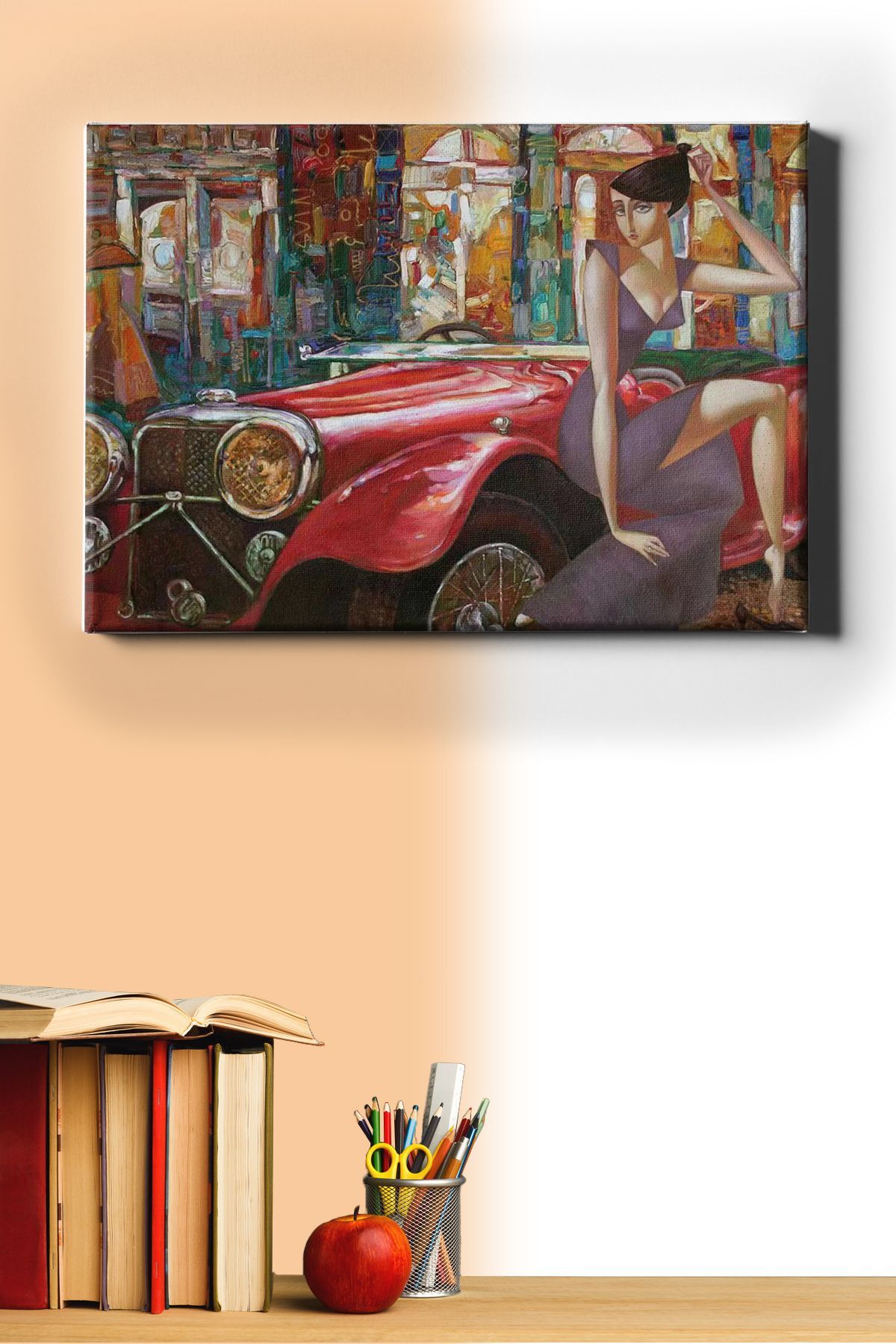 Sayılarla Boyama Seti Kasnaklı Kırmızı Arabal Ve Kadın