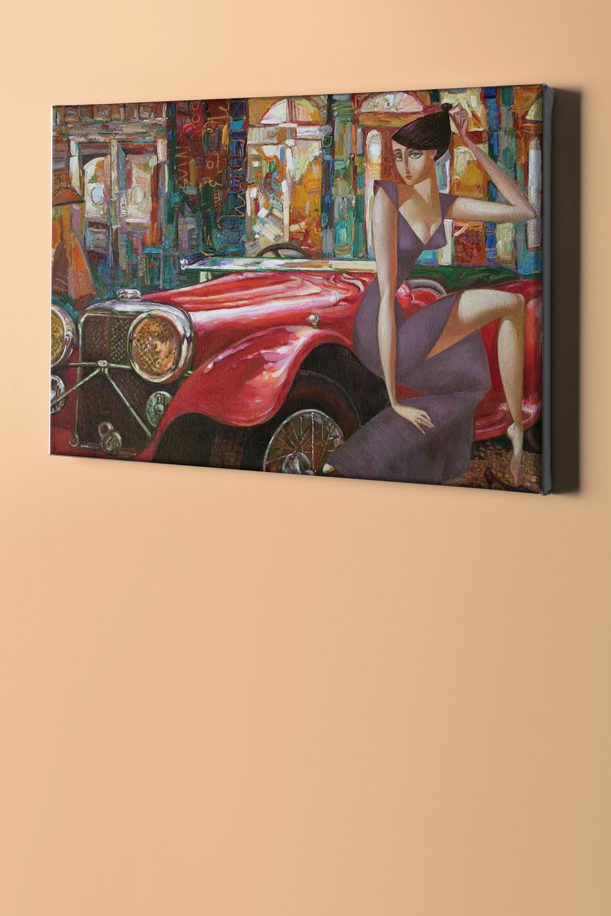 Sayılarla Boyama Seti Kasnaklı Kırmızı Arabal Ve Kadın - Görsel 2