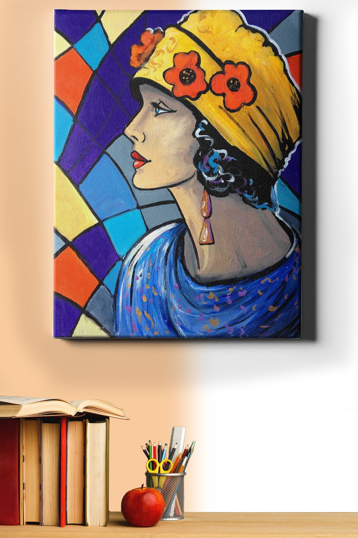 Sayılarla Boyama Seti Kasnaklı Sarı Şapkalı Kadın