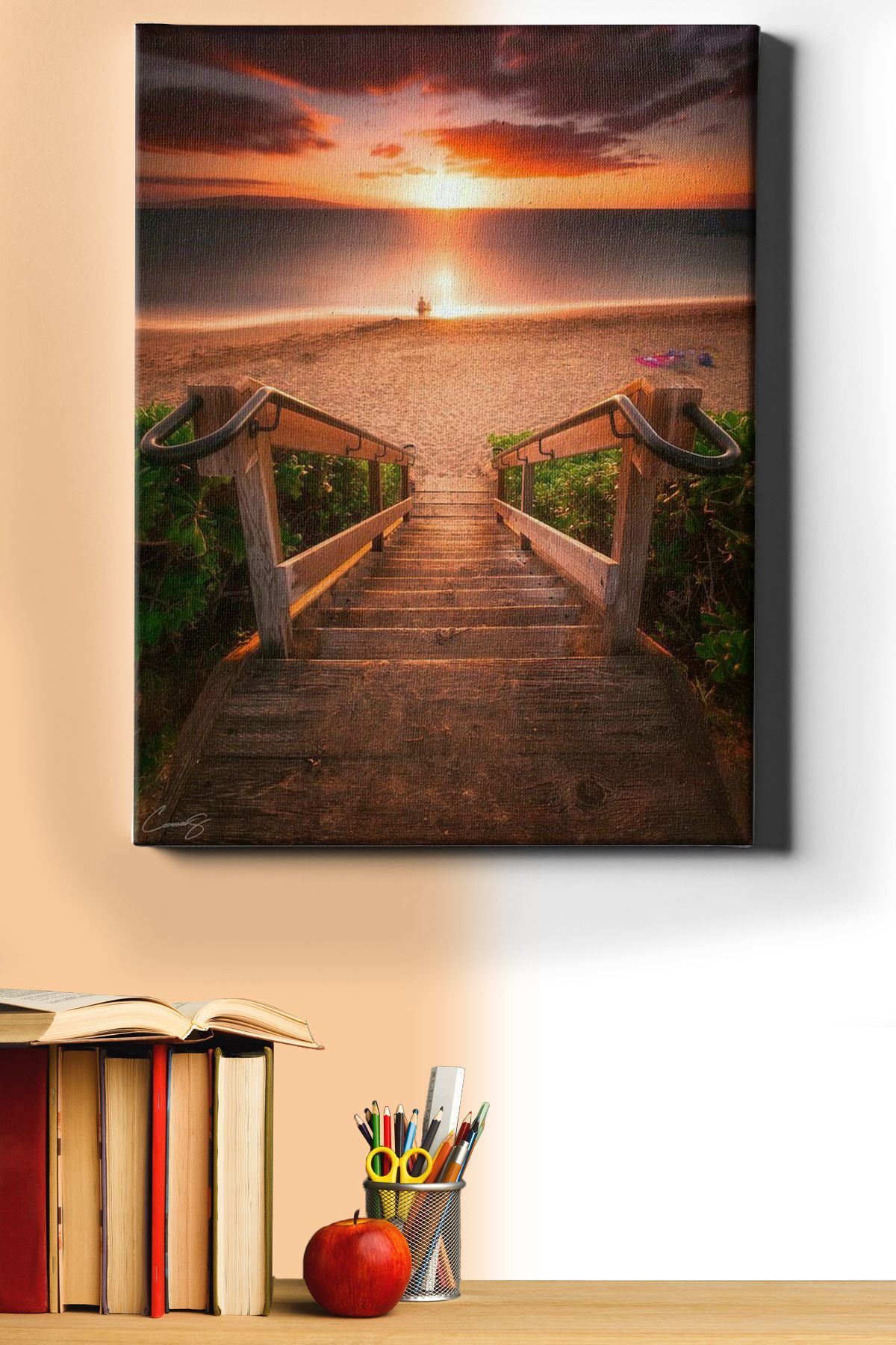 Sayılarla Boyama Seti Kasnaklı Sahilde Gün Batarken