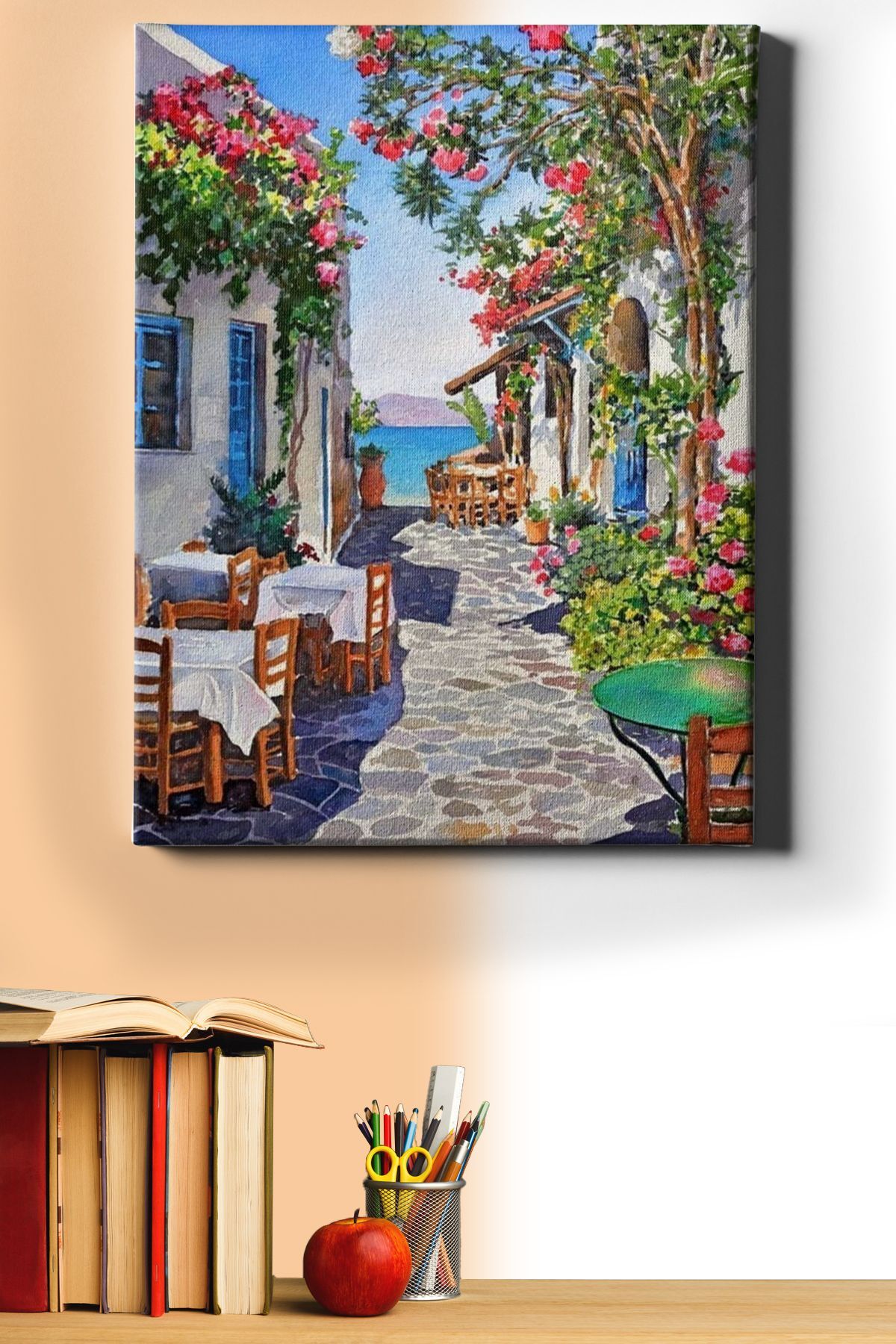 Sayılarla Boyama Seti Kasnaklı Çiçekli Sokak Manzarası