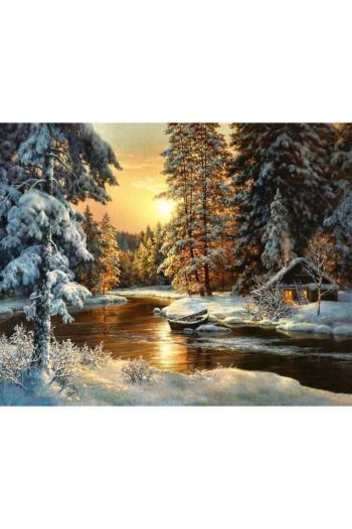 Sayılarla Boyama Seti Kasnaklı Karlı Orman Evi