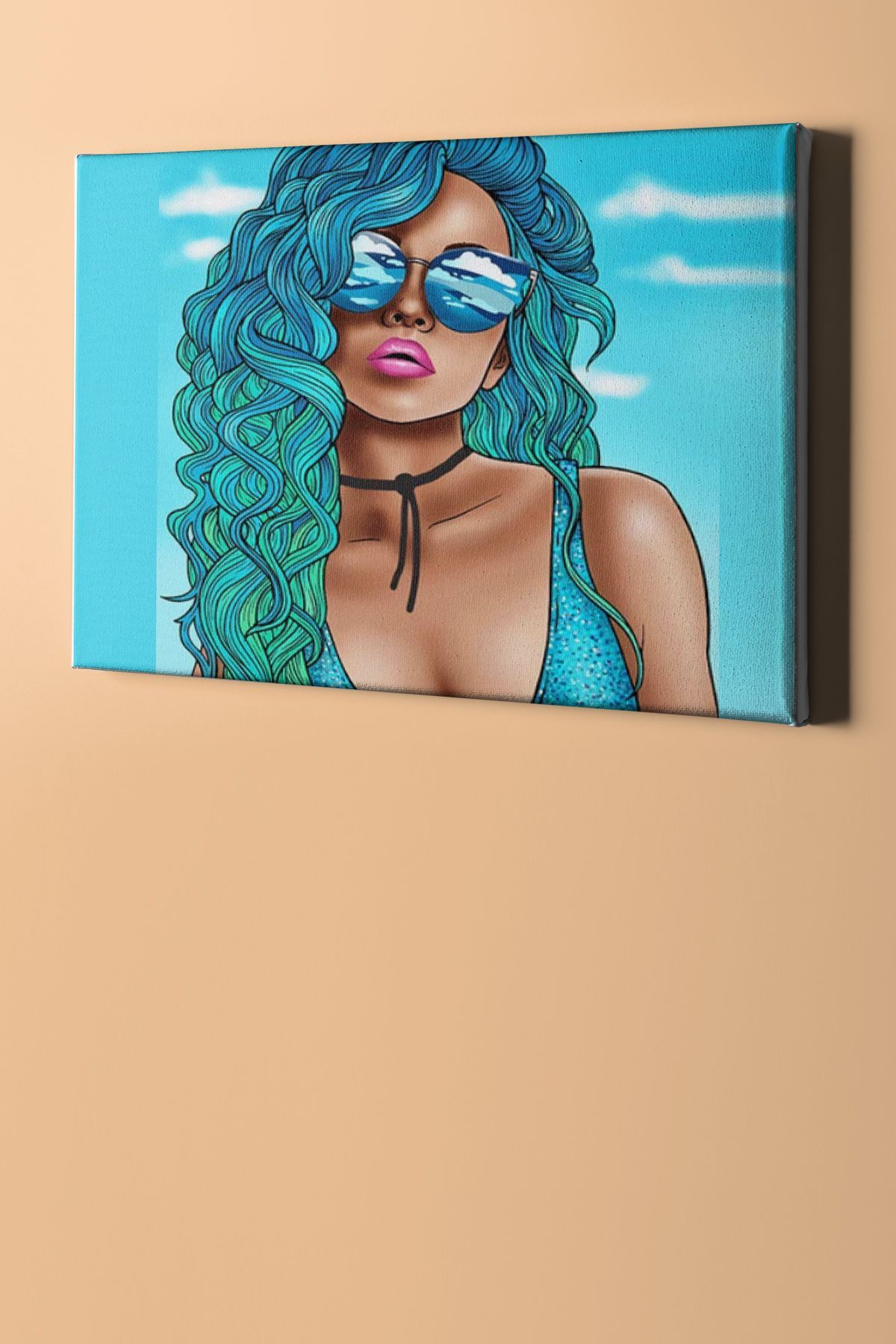 Sayılarla Boyama Seti Kasnaklı Mavi Saçlı Kadın - Görsel 2