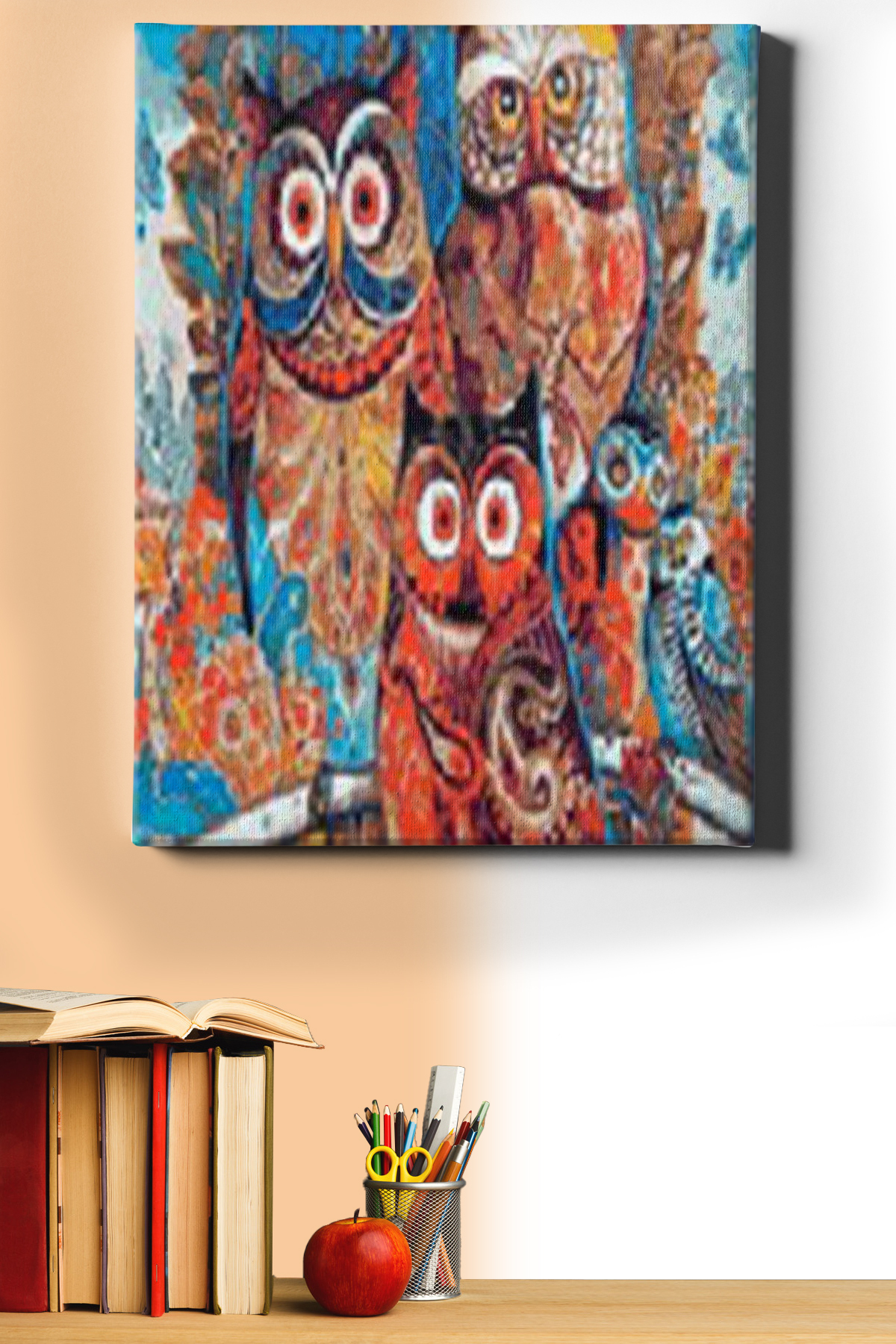 Renkli Baykuşlar Sayılarla Boyama Seti Kasnaklı