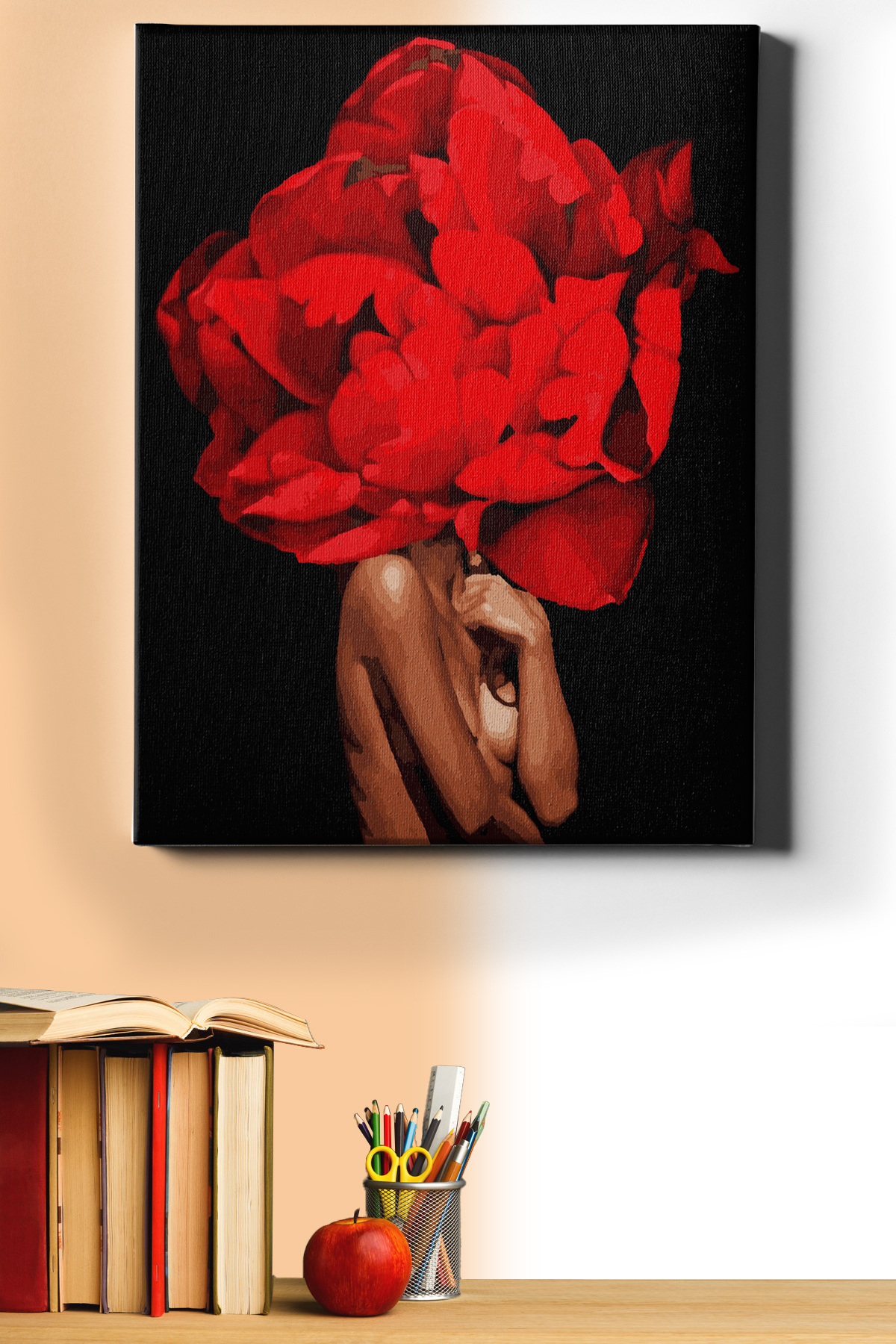 Çiçek Kadın 8 Renkli Sayılarla Boyama Seti Kasnaklı