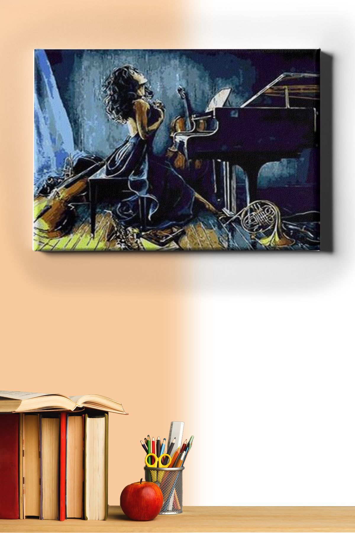 Müzik Ve Kadın Sayılarla Boyama Seti Kasnaklı