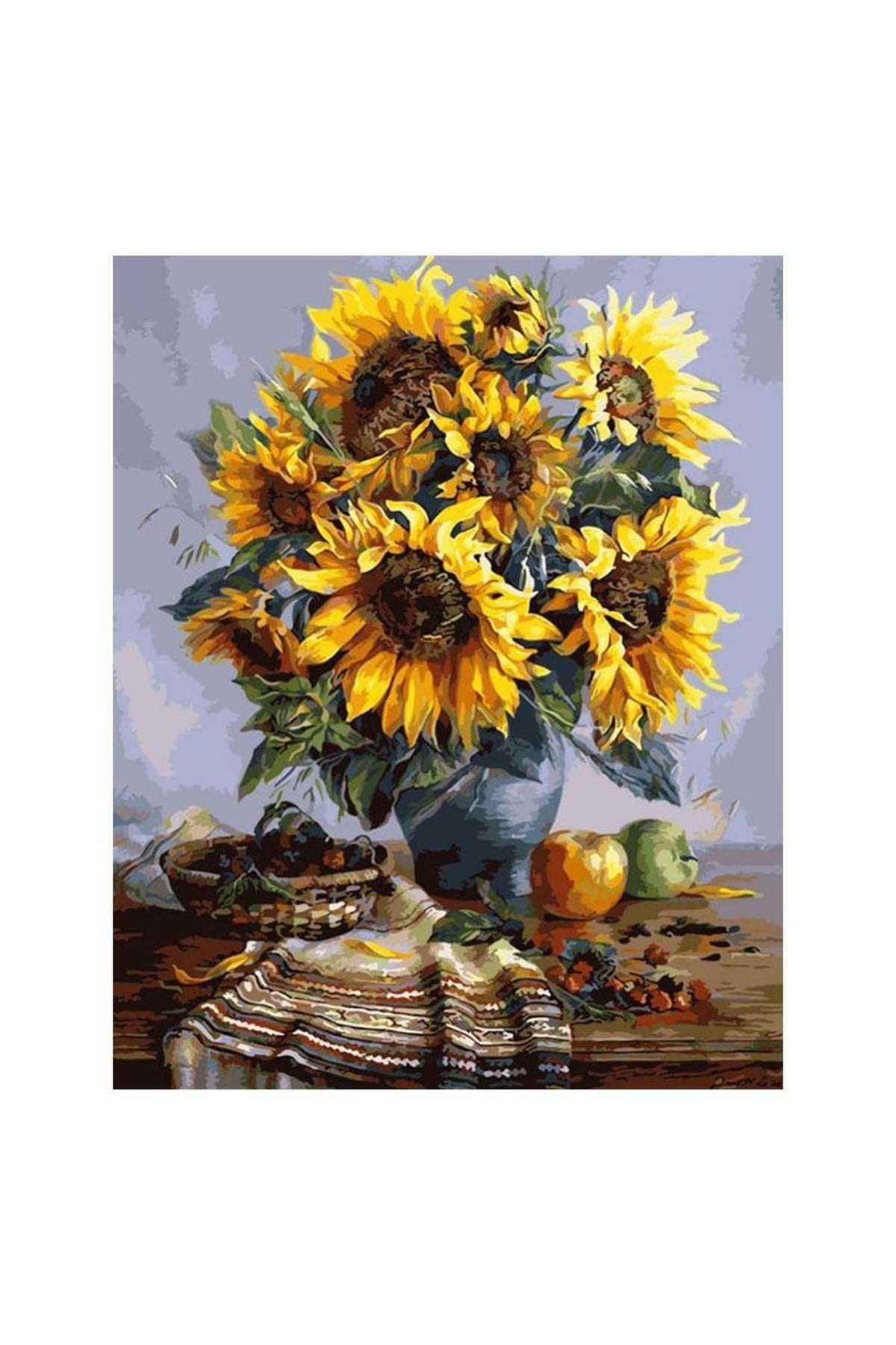 Masa Ve Ayçiçek Sayılarla Boyama Seti Kasnaklı