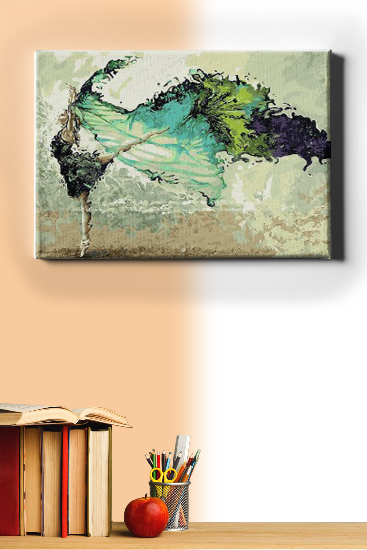 Yeşil Balerin Sayılarla Boyama Seti Kasnaklı