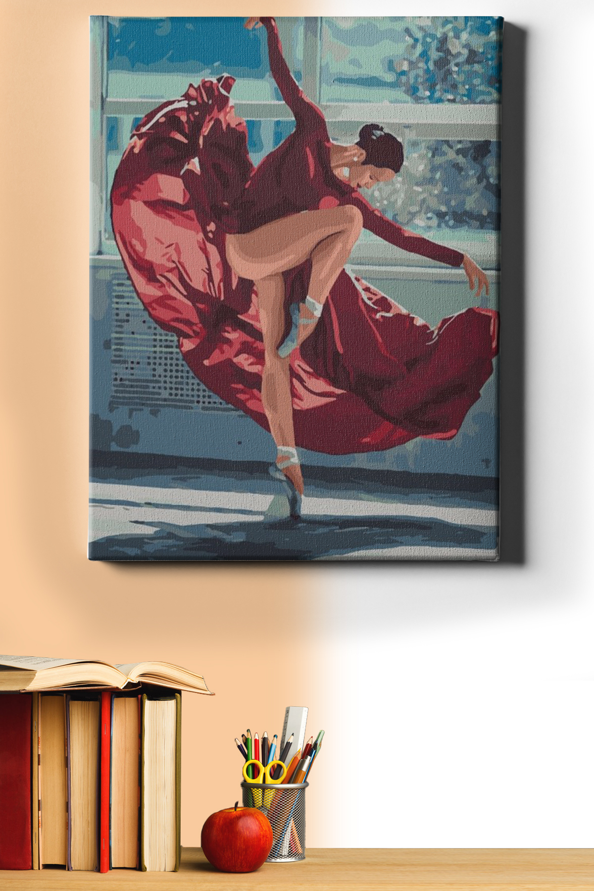 Kırmızı Dans Sayılarla Boyama Seti Kasnaklı