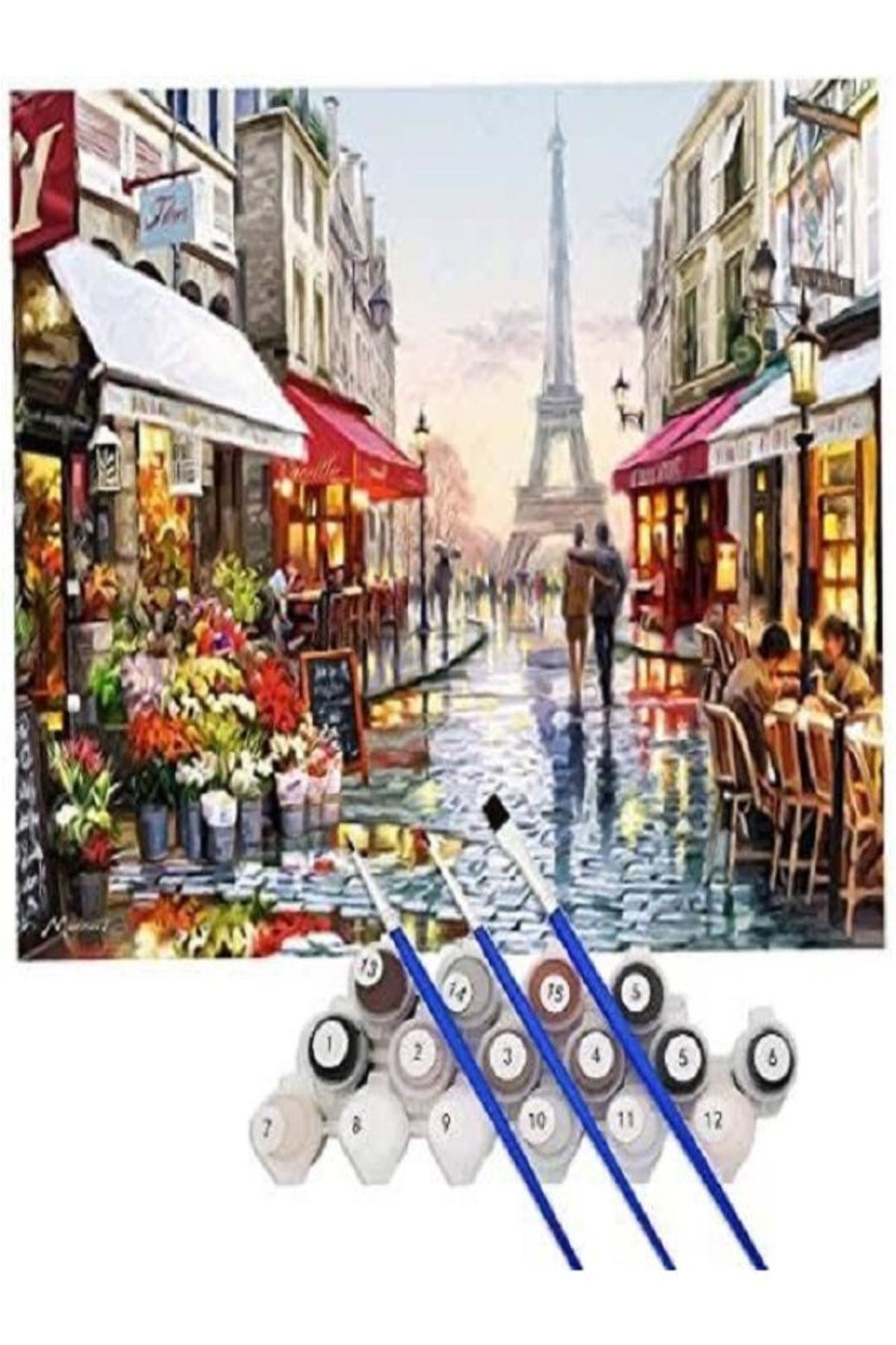 Baba Oğul Aslan Sayılarla Tablo Kanvasa Gerili - Görsel 2